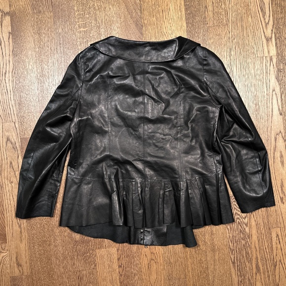 Marni Lambskin Lamb Leather Peplum Assymetrical Black Jacket Womens 40 - Picture 2 of 16
